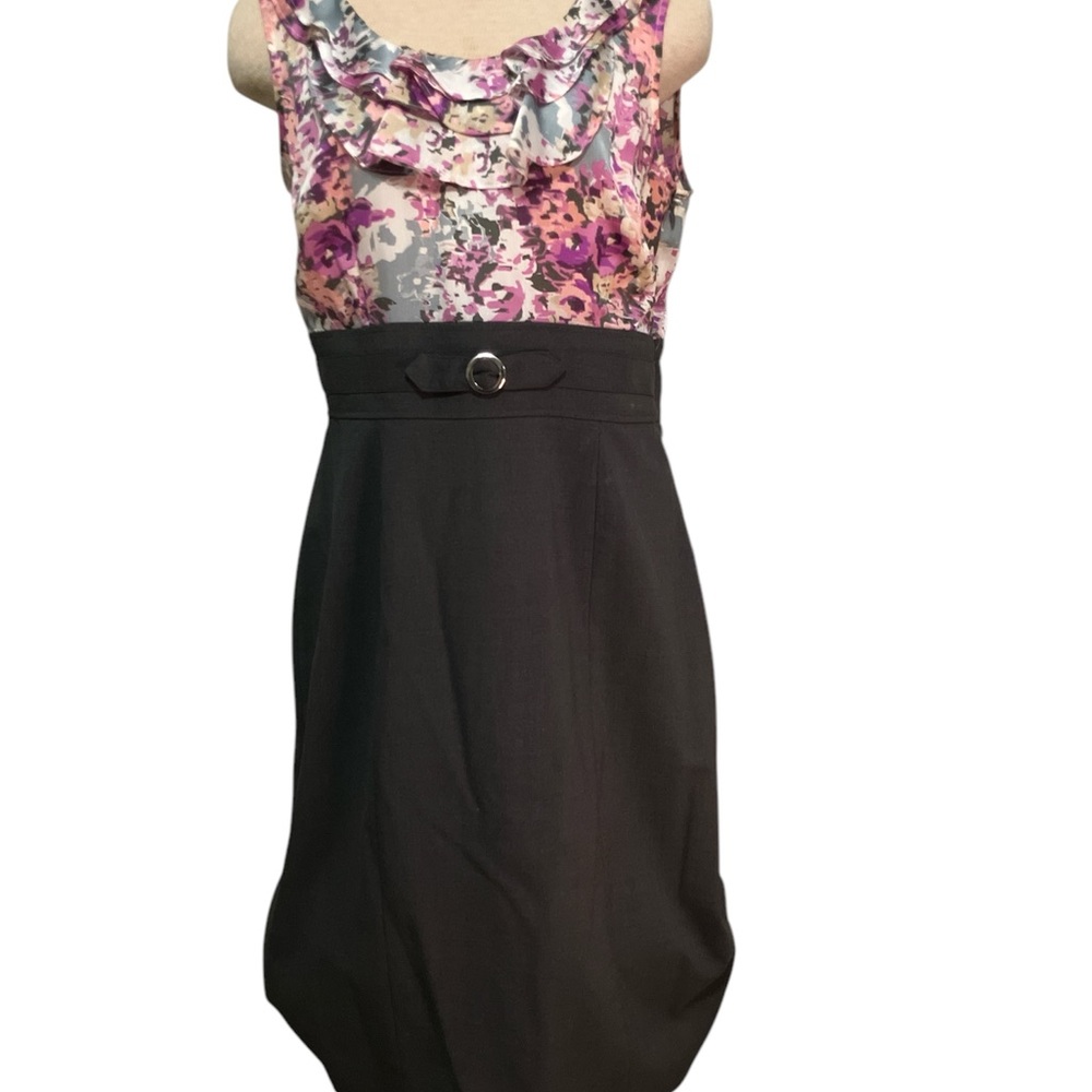 Floral and Gray Sleeveless Dress